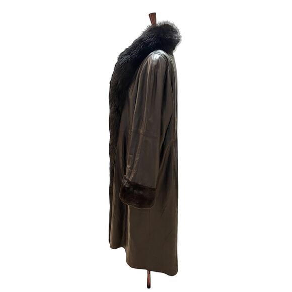 Zinman 52" Full Length Sheared Mink Fur Full Leather Reversible Coat 14 BRN/BLK - Picture 8 of 13